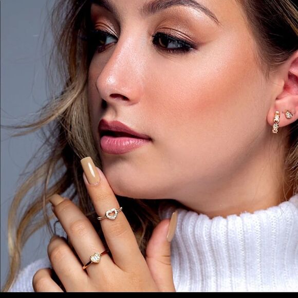 Earrings rose gold plated zirconia - Picture 3 of 7